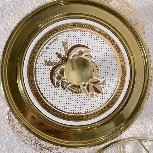 Vintage Anchor Hocking Fire King Gold Fleck Casserole & Stand Georges Briard Lid - Picture 7 of 15